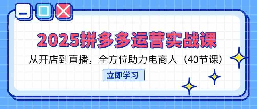2025拼多多运营实战课，从开店到直播，全方位助力电商人（40节课）-钞能力网全创