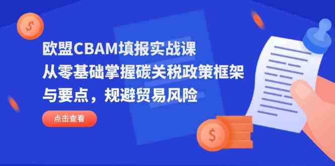 欧盟CBAM填报实战课，从零基础掌握碳关税政策框架与要点，规避贸易风险-钞能力网全创