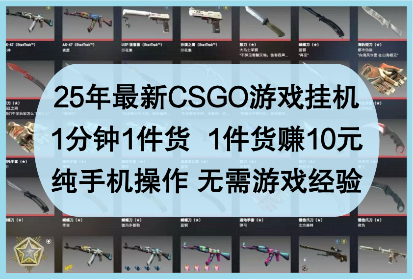 25年最新CSGO游戏挂机，1分钟1件货，1件货赚10元，纯手机操作，无需游戏经验-钞能力网全创