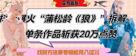 爆火“蒲松龄《狼》”实战拆解，仅6条作品涨粉24W，单条作品收获20W点赞，找对方法轻松起号月入过W-钞能力网全创