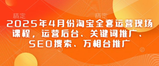 2025年4月份淘宝全套运营现场课程，运营后台、关键词推广、SEO搜索、万相台推广-钞能力网全创