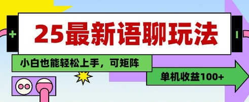 25年最新语聊玩法，纯手工，单机收益100+，小白也能轻松上手，可矩阵操作-钞能力网全创