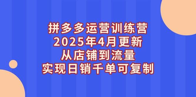 拼多多运营训练营2025年4月更新，从店铺到流量，实现日销千单可复制-钞能力网全创