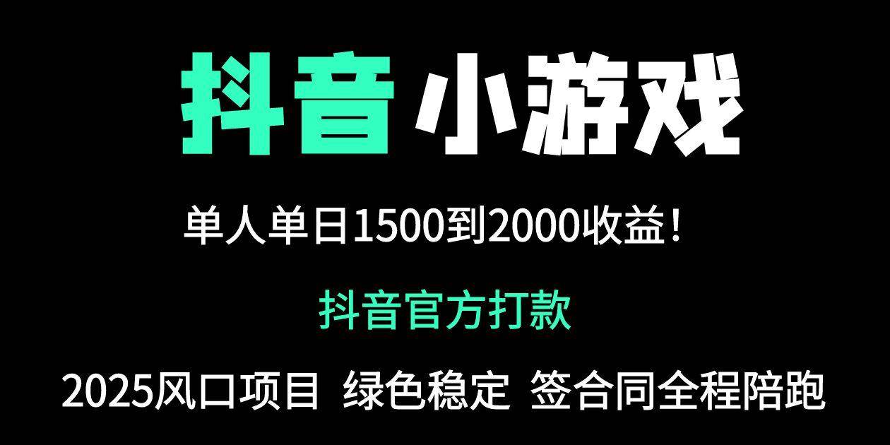 抖音官方小游戏2025全网最新玩法，暴利赚钱项目，单机日入2000+，绝不…-钞能力网全创