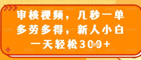 视频审核员，几秒一单，不限时间，不限地点，多做多得，新人小白一天轻松几张+【揭秘】-钞能力网全创