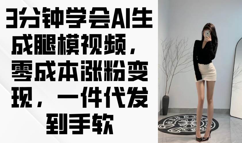 （14537期）3分钟学会AI生成腿模视频，零成本涨粉变现，一件代发到手软-钞能力网全创