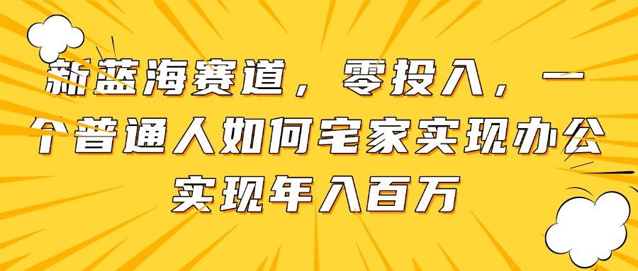 （14700期）新蓝海赛道，零投入，一个普通人如何宅家办公实现年入百万-钞能力网全创