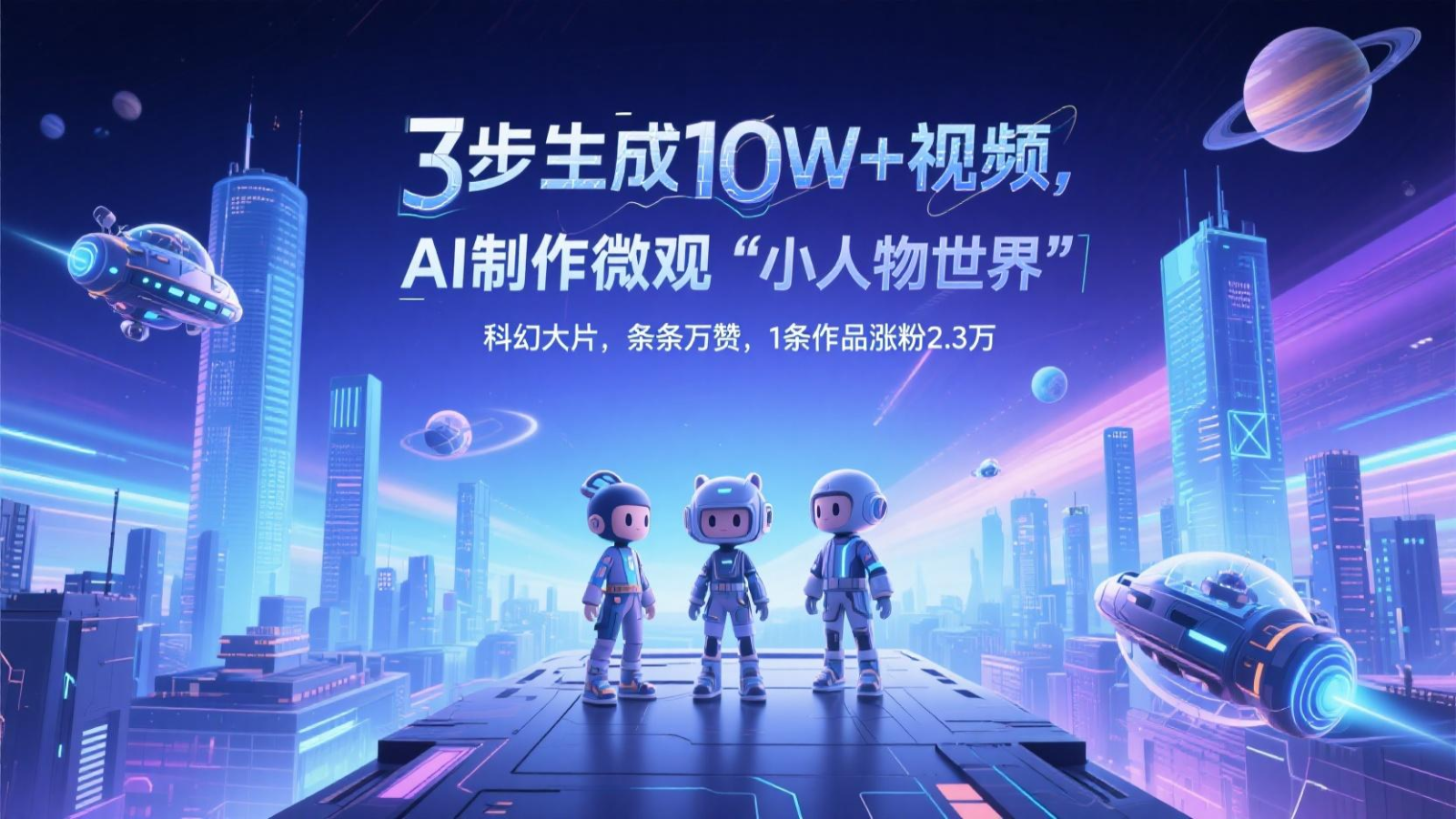 三步生成10W+视频，AI制作微观“小人物世界”科幻大片，条条万赞，1条作品涨粉2.3万-钞能力网全创