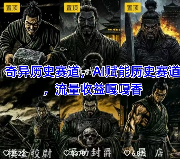 抖音奇异历史赛道，AI赋能历史赛道，流量收益嘎嘎香，狂撸伙伴计划-钞能力网全创