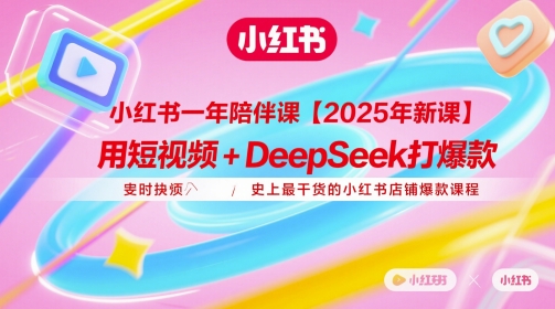 小红书一年陪伴课【2025年新课】，用短视频+deepSeek打爆款，史上最干货的小红书店铺爆款课程-钞能力网全创