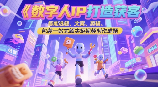 数字人IP打造获客变现实操课，智能选题、文案、剪辑、包装一站式解决短视频创作难题-钞能力网全创