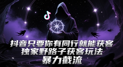 抖音只要你有同行就能获客，独家野路子获客玩法，暴力截流【揭秘】-钞能力网全创
