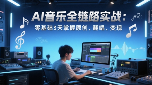 AI音乐全链路实战变现课：零基础3天掌握原创、翻唱、变现-钞能力网全创