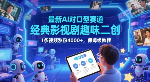 最新AI对口型赛道，经典影视剧趣味二创，1条视频涨粉4000+，保姆级教程-钞能力网全创