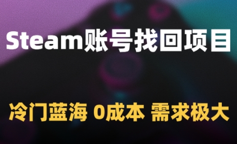 Steam账号找回项目，冷门蓝海，0成本，需求极大-钞能力网全创