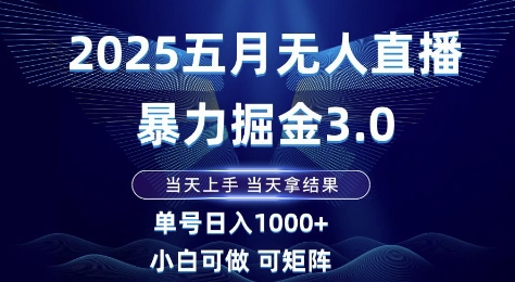 2025五月无人直播暴力掘金3.0，当天上手，当天拿结果，单号日入1k+小白可做可矩阵【揭秘】-钞能力网全创