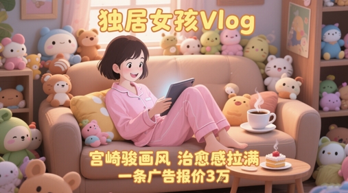 单个账号涨粉71W！用AI制作独居女孩Vlog，宫崎骏画风，治愈感拉满，一条广告报价3W-钞能力网全创