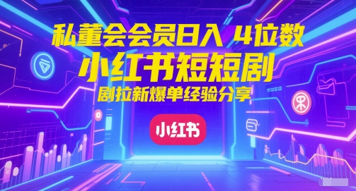 私董会会员日入4位数小红书红果短剧拉新爆单经验分享-钞能力网全创