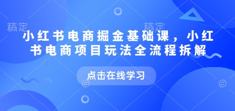 小红书电商掘金课，小红书电商项目玩法全流程拆解（更新5月）-钞能力网全创