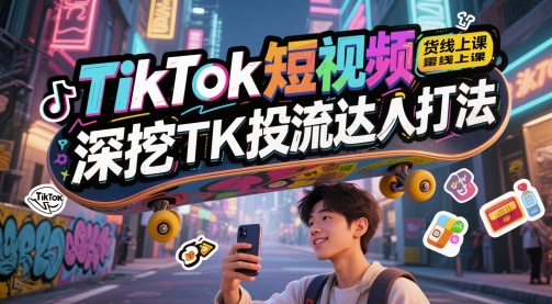 TikTok短视频带货线上课，深挖TK投流达人打法-钞能力网全创