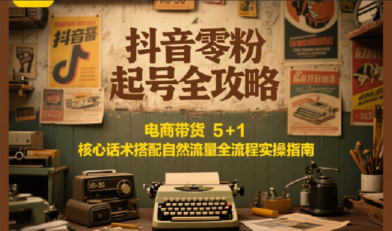 抖音零粉起号全攻略：电商带货 5+1 核心话术搭配自然流量全流程实操指南-钞能力网全创