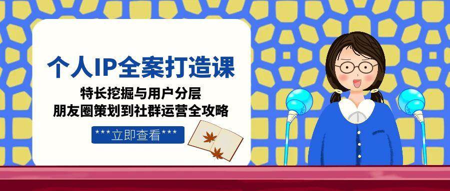 个人IP全案打造课，特长挖掘与用户分层，朋友圈策划到社群运营全攻略-钞能力网全创