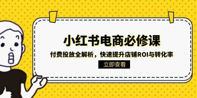 小红书电商必修课：付费投放全解析，快速提升店铺ROI与转化率-钞能力网全创