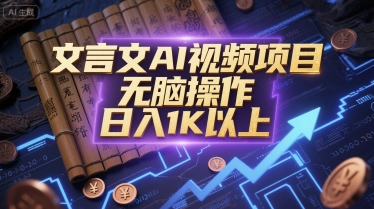 文言文AI视频项目，无脑操作，日入1K以上-钞能力网全创