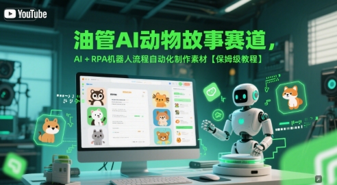 油管AI动物故事赛道，AI+RPA机器人流程自动化制作素材【保姆级教程】-钞能力网全创
