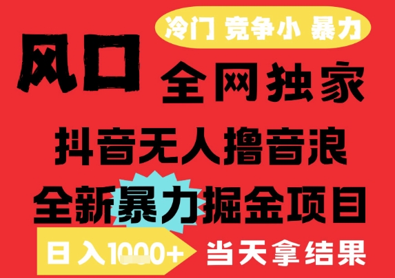 25年6月高爆抖音无人直播最新撸音浪掘金项目，解放双手小白可做，无脑日入1k+，门槛低【揭秘】-钞能力网全创