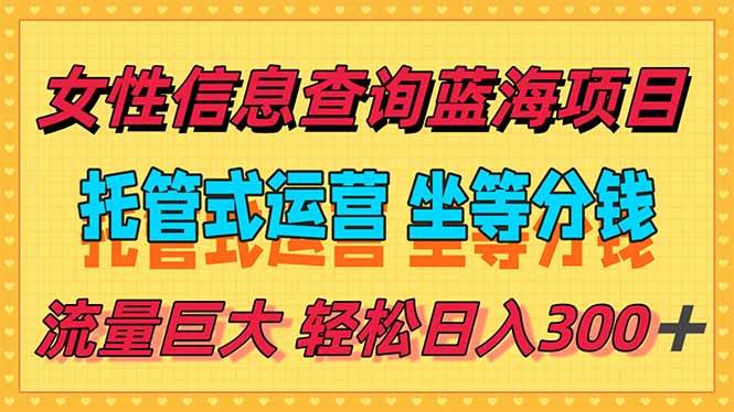 （15216期）稳定日入300＋，小众信息查询蓝海项目，全程懒人式托管，解放你的时间-钞能力网全创